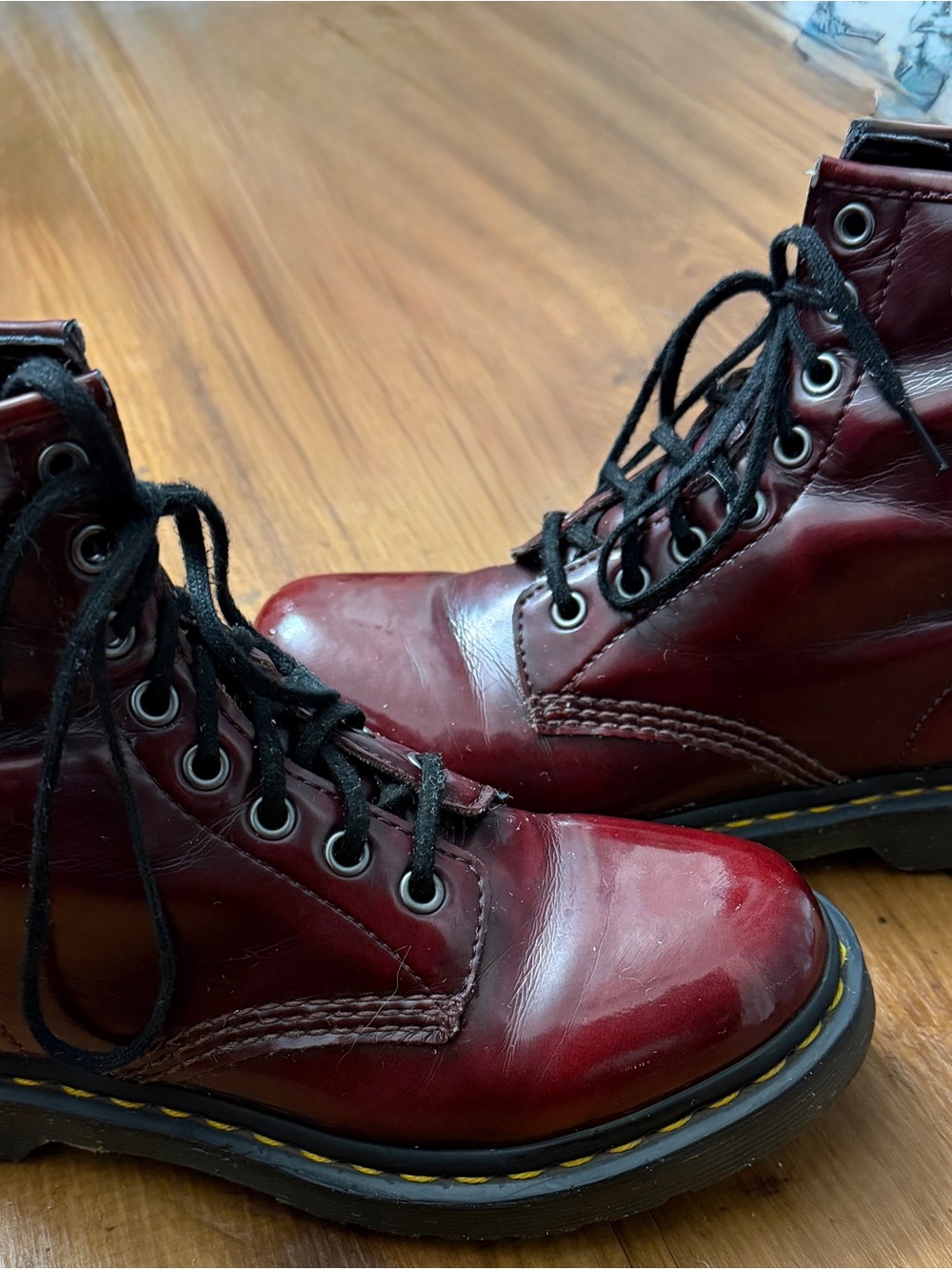 Dr. Martens Vegan Oxblood Lace-Up Combat Boots Unisex Womens 6